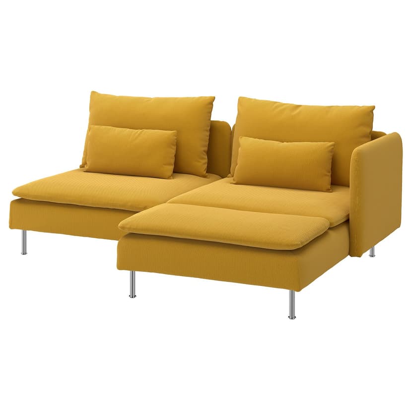 SÖDERHAMN — Sofa 2-osobowa, z szezlongiem z podłokietnikiem/Kelinge ciemnożółty,