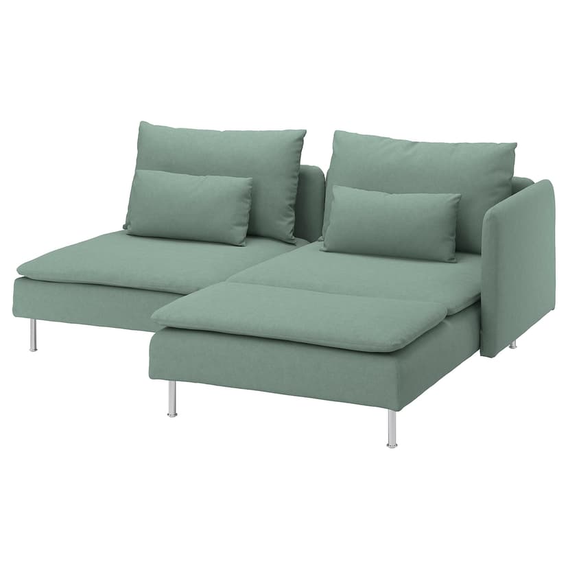SÖDERHAMN — Sofa 2-osobowa, z szezlongiem z podłokietnikiem/Tallmyra jasnozielony,