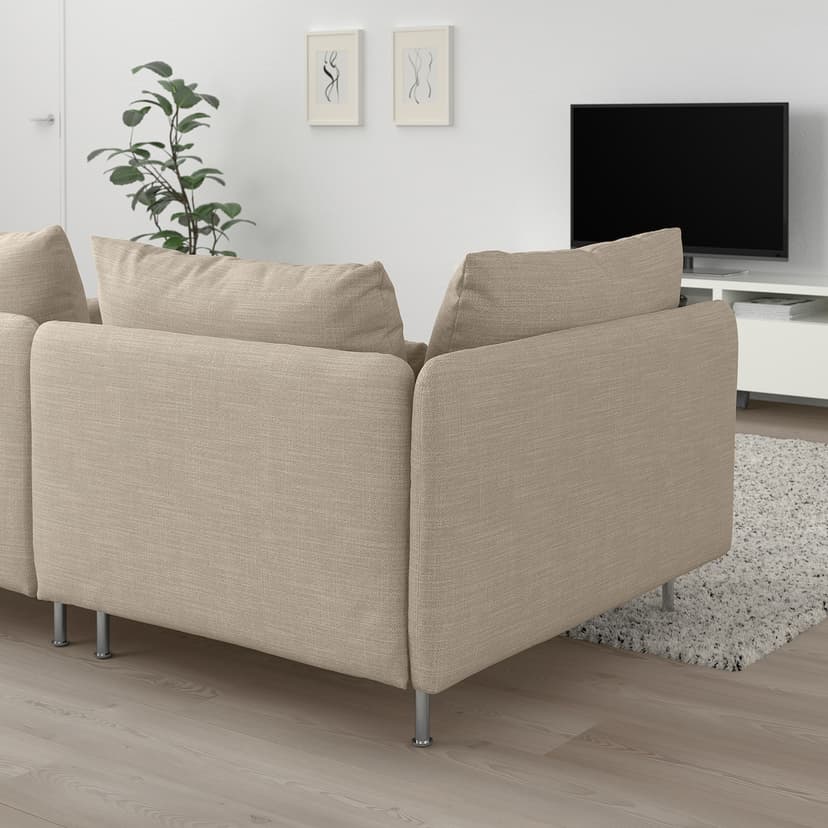 SÖDERHAMN — Sofa 3-osobowa, z otwartym końcem/Hillared beżowy,