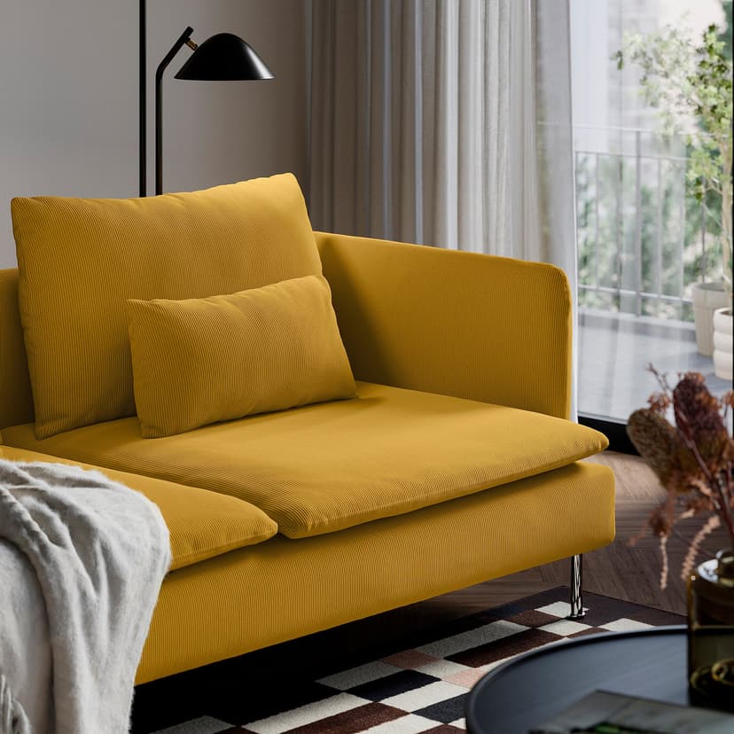 SÖDERHAMN — Sofa 3-osobowa, z otwartym końcem/Kelinge ciemnożółty,