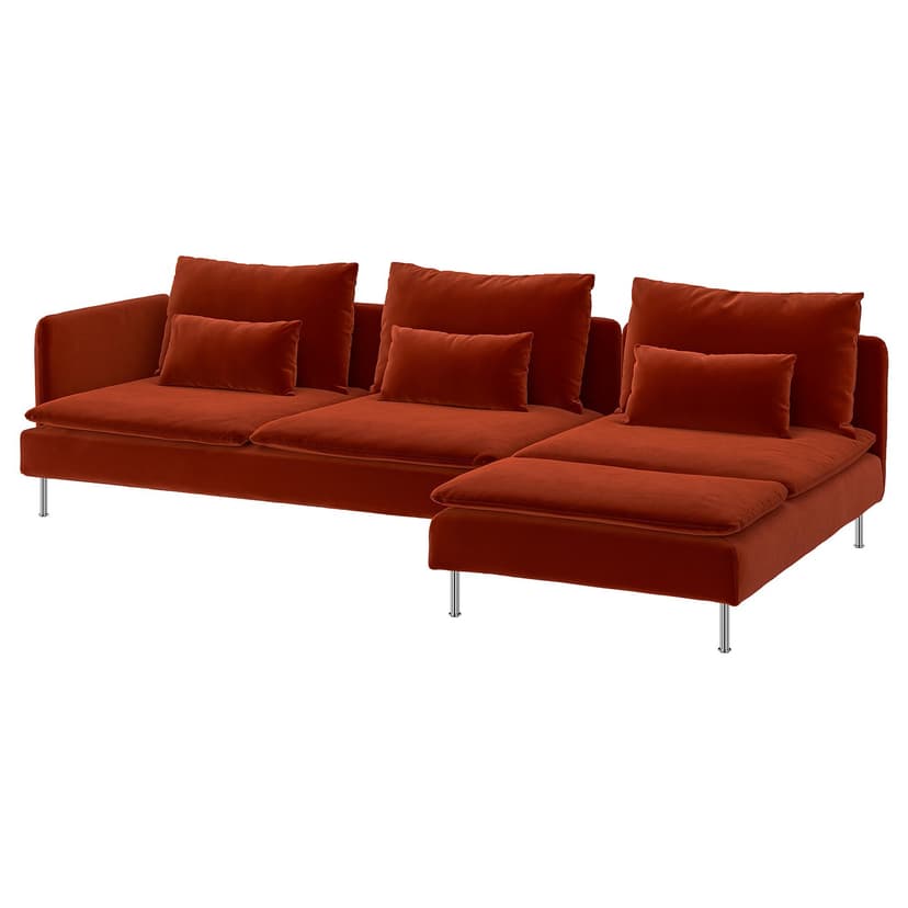 SÖDERHAMN — Sofa 4-osobowa z szezlongiem, i otwarty koniec/Alhamn głęboki pomarańczowo-czerwony,