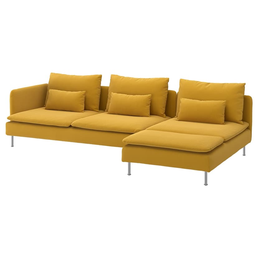 SÖDERHAMN — Sofa 4-osobowa z szezlongiem, i otwarty koniec/Kelinge ciemnożółty,