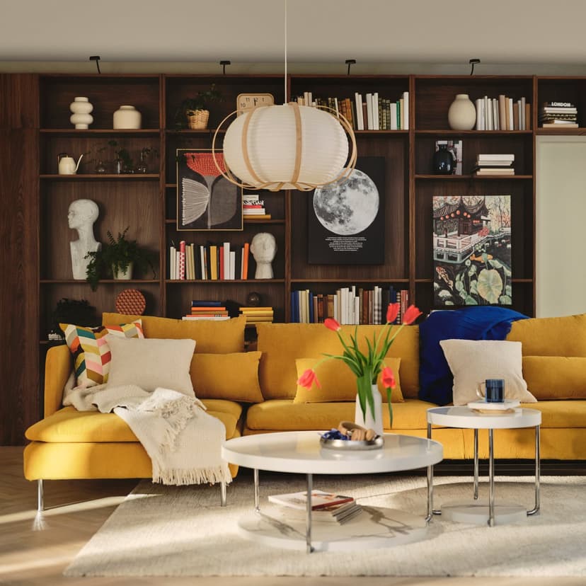 SÖDERHAMN — Sofa 4-osobowa z szezlongiem, i otwarty koniec/Kelinge ciemnożółty,