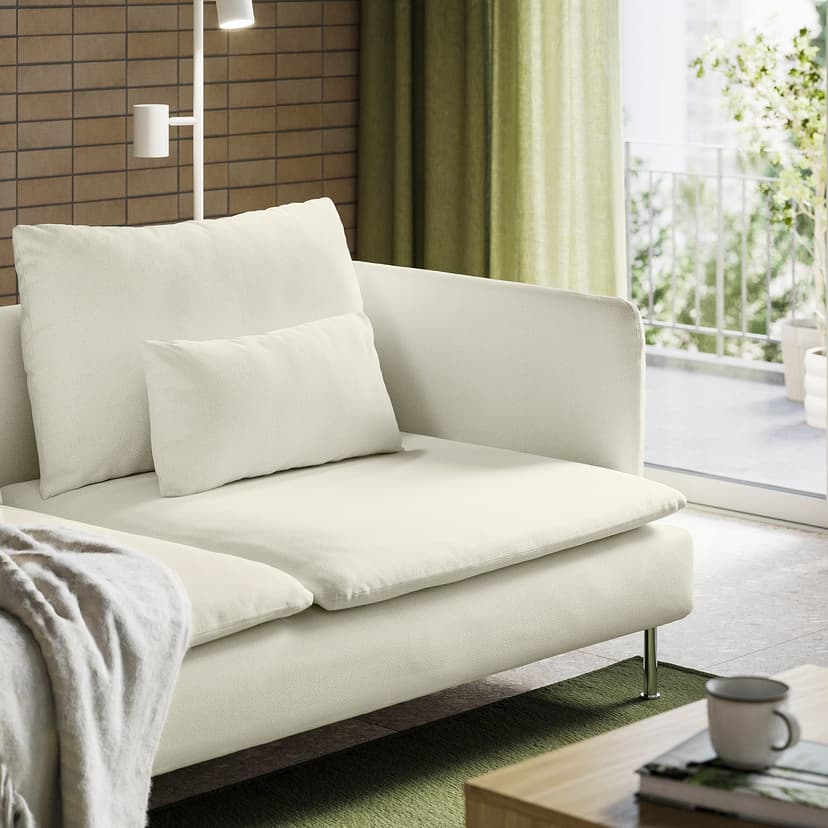 SÖDERHAMN — Sofa 4-osobowa, z szezlongiem/Johanneshov kremowy,