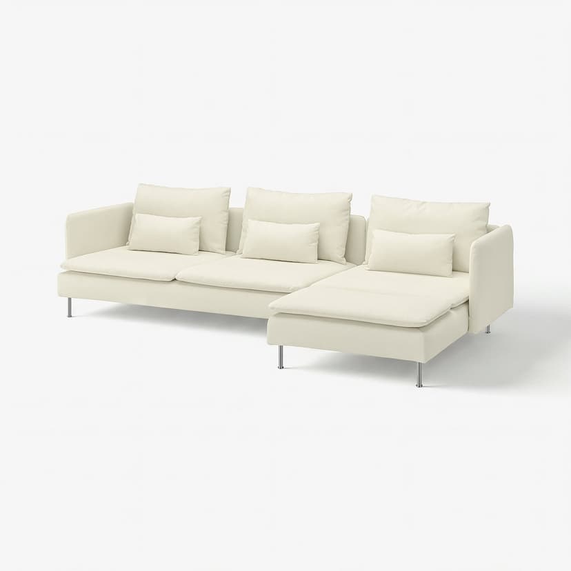 SÖDERHAMN — Sofa 4-osobowa, z szezlongiem/Johanneshov kremowy,