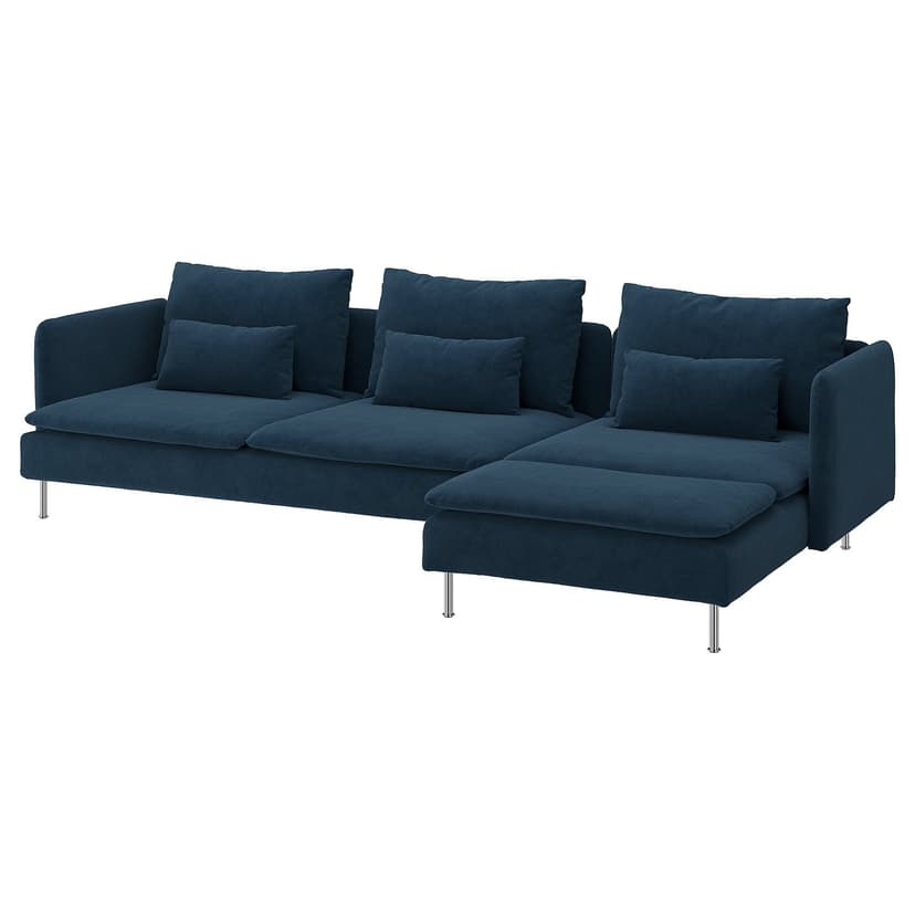 SÖDERHAMN — Sofa 4-osobowa, z szezlongiem/Kelinge granatowy,