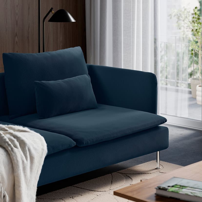 SÖDERHAMN — Sofa 4-osobowa, z szezlongiem/Kelinge granatowy,