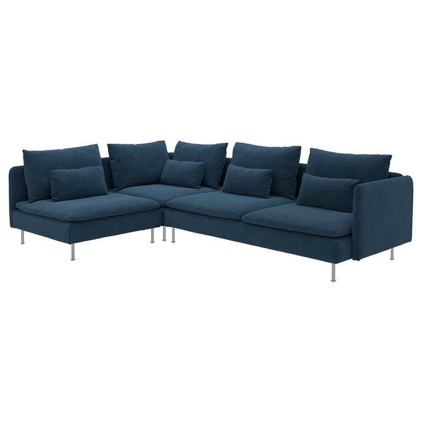 SÖDERHAMN — Sofa narożna 4-osobowa, z otwartym końcem/Kelinge granatowy,