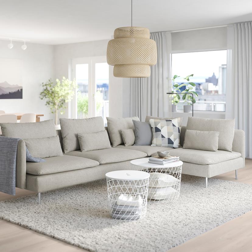 SÖDERHAMN — 4-местный угловой диван, с открытым торцом/Viarp бежевый/коричневый