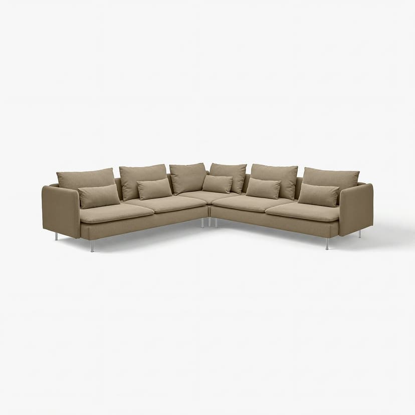 SÖDERHAMN — Sofa narożna, 6-osobowa, Johanneshov brązowobeżowy,