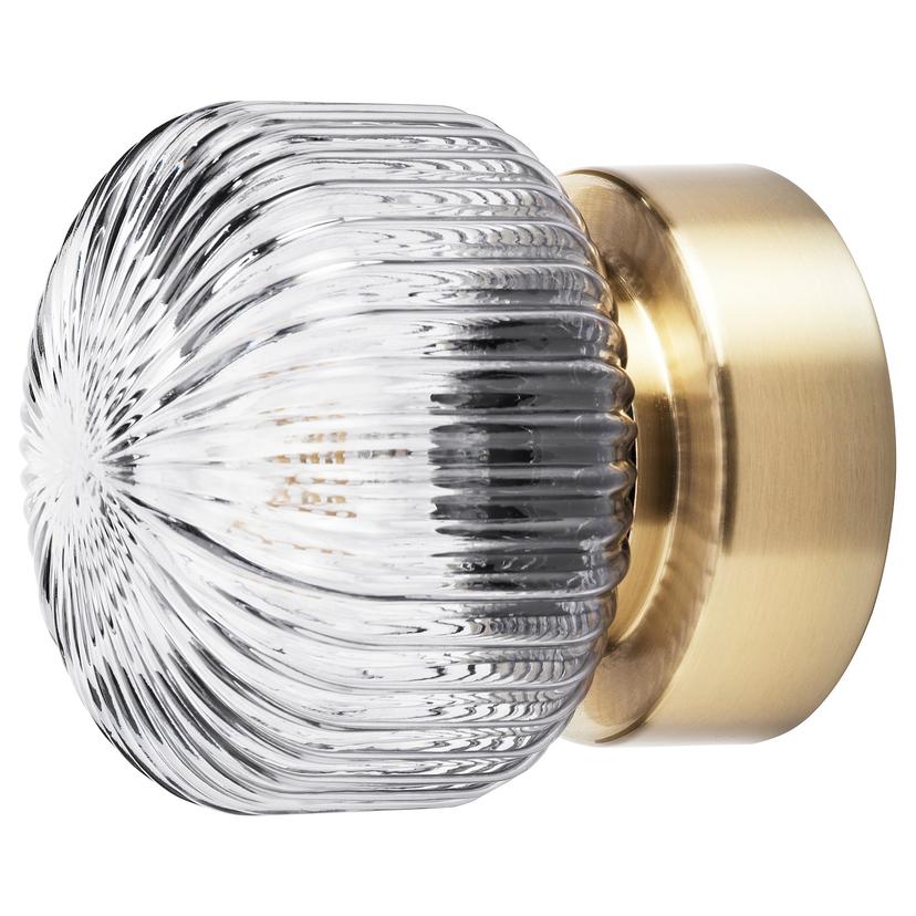 SOLKLINT — бра, латунь/серое прозрачное стекло