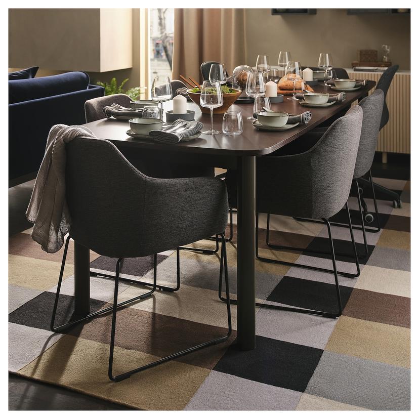 STOCKHOLM — Плоский тканый ковер ручной работы в клетку, коричневый.