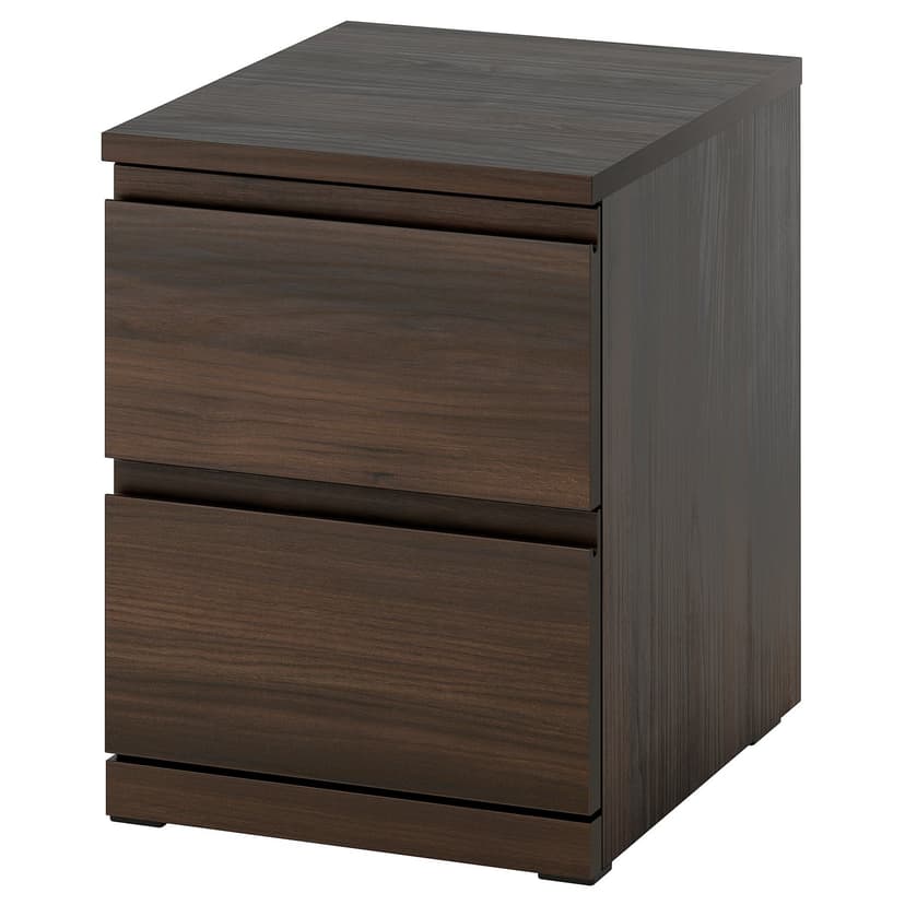 STORKLINTA — Komoda, 2 szuflady, ciemnobrązowy imit. dębu/z 2 szufladami,