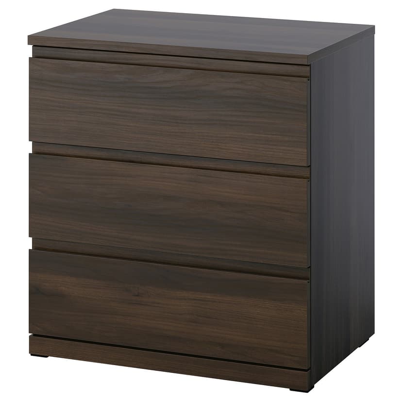 STORKLINTA — Komoda, 3 szuflady, ciemnobrązowy/imit. dębu,