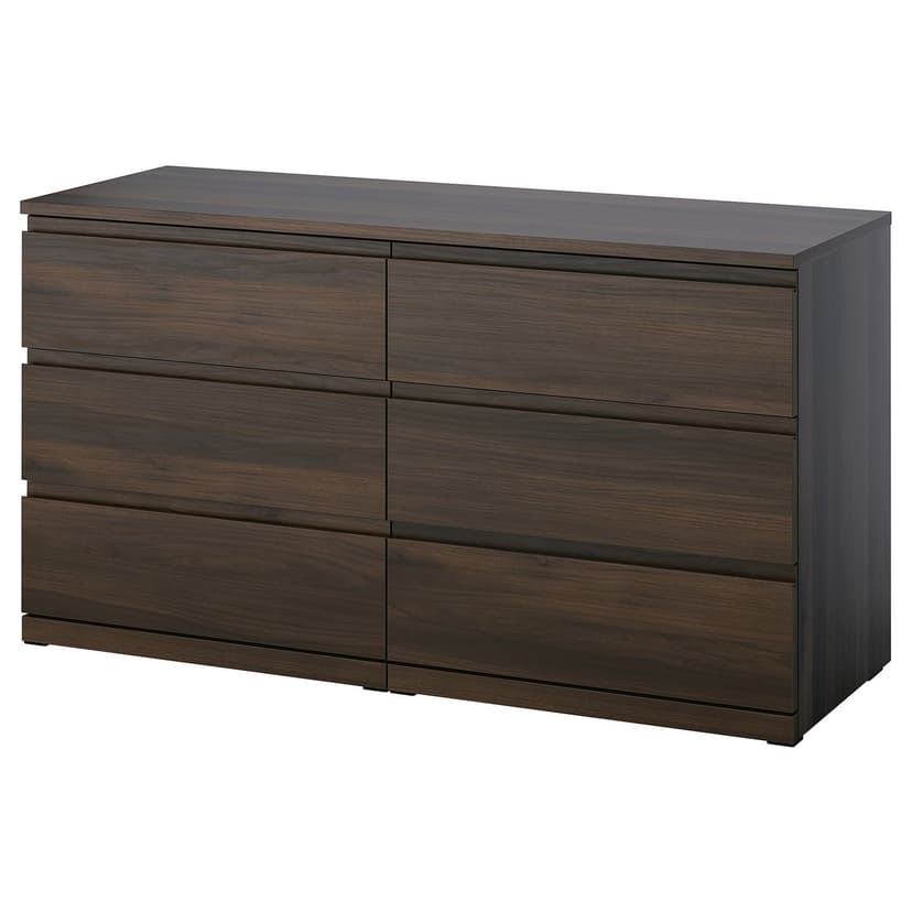 STORKLINTA — Komoda, 6 szuflad, ciemnobrązowy/imit. dębu,