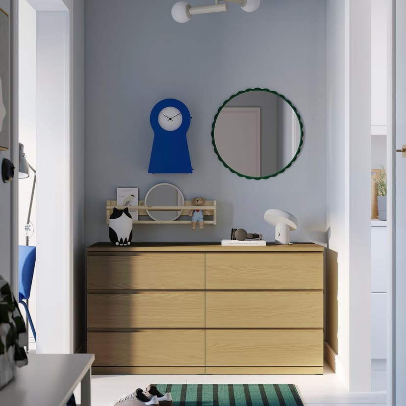 STORKLINTA — Komoda, 6 szuflad, imit. dębu,