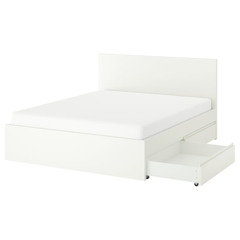 STORKLINTA — Rama łóżka z 2 pojemnikami, biały/Luröy,