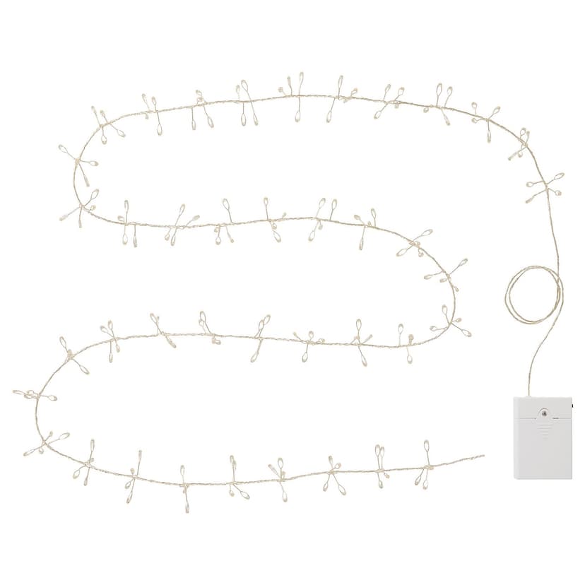 STRÅLA — Łańcuch świetlny LED, na baterie mikro,