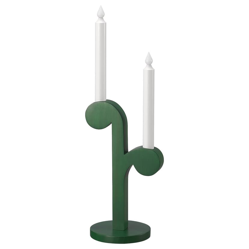 STRÅLA — Świeca LED, na baterie/drewno zielony,