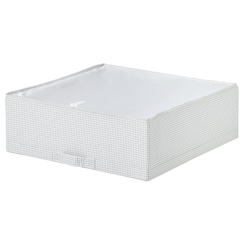 STUK — Pojemnik na ubrania/pościel, biały/czarny,