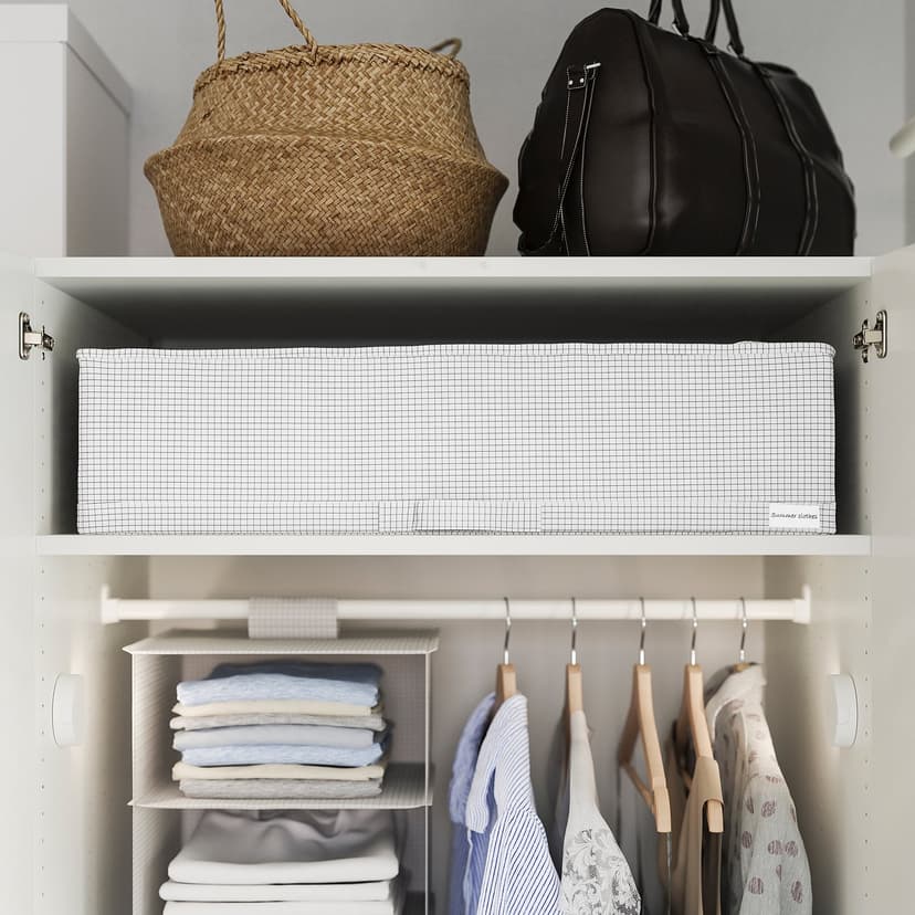 STUK — Pojemnik na ubrania/pościel, biały/czarny,