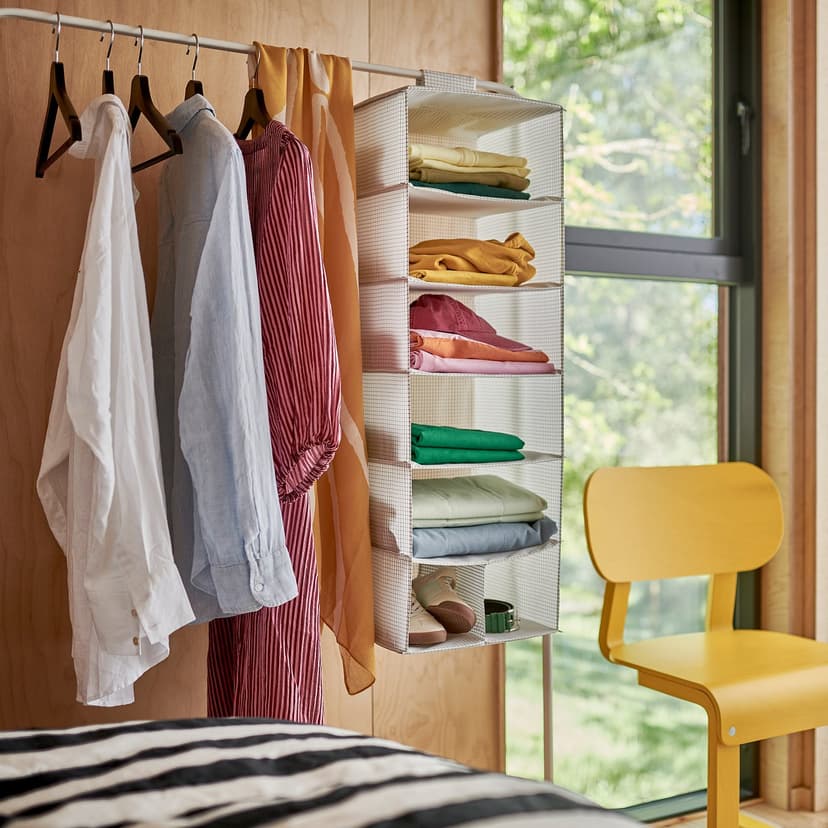 STUK — Zawieszane półki, 7 przegródek, biały/czarny,