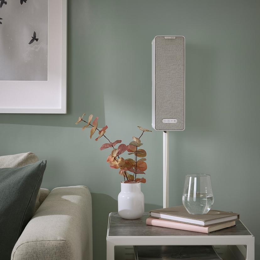 SYMFONISK — полка/динамик+напольная подставка, белый/поколение 2