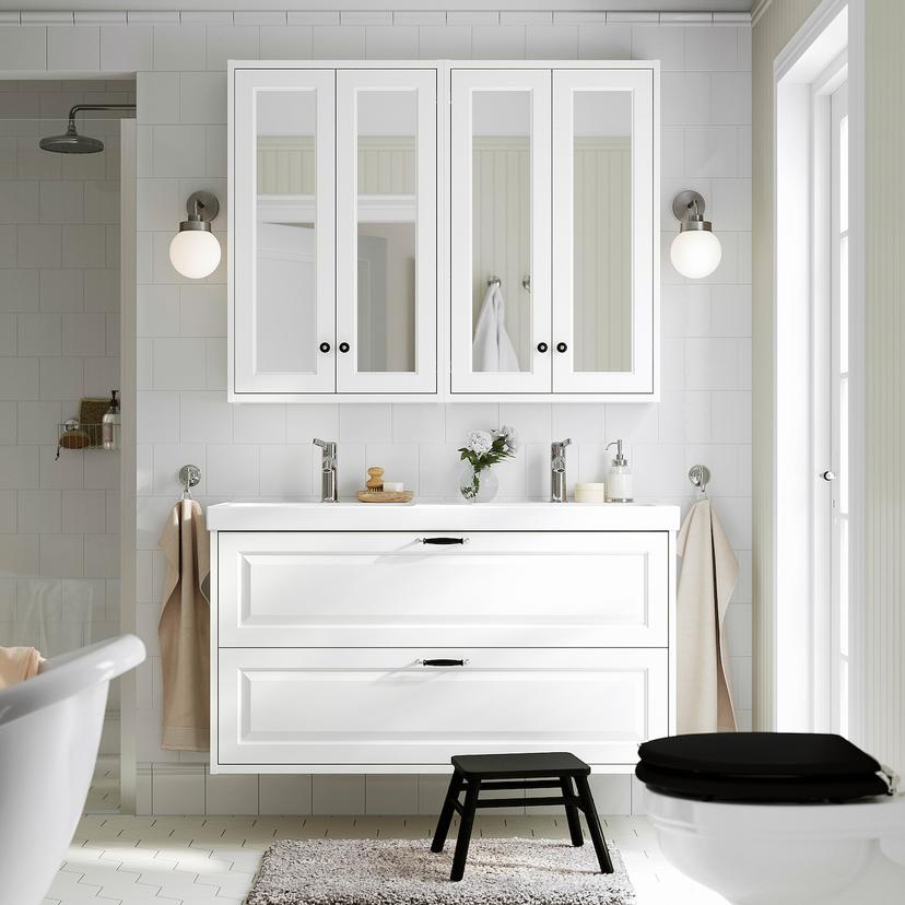 TÄNNFORSEN / ORRSJÖN — Шкаф с ящиками/раковиной/смесителем, 122x49x69 см