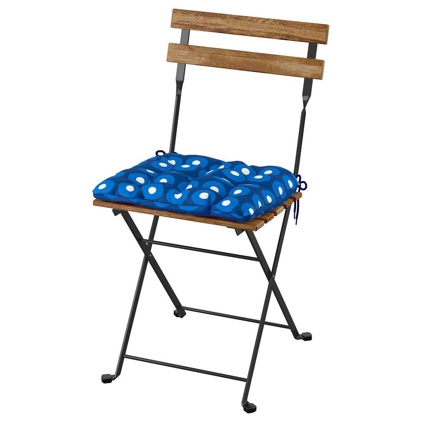 TÄRNÖ — Krzesło, ogrodowe, składany czarny/jasnobrązowa bejca/Klösan granatowy,