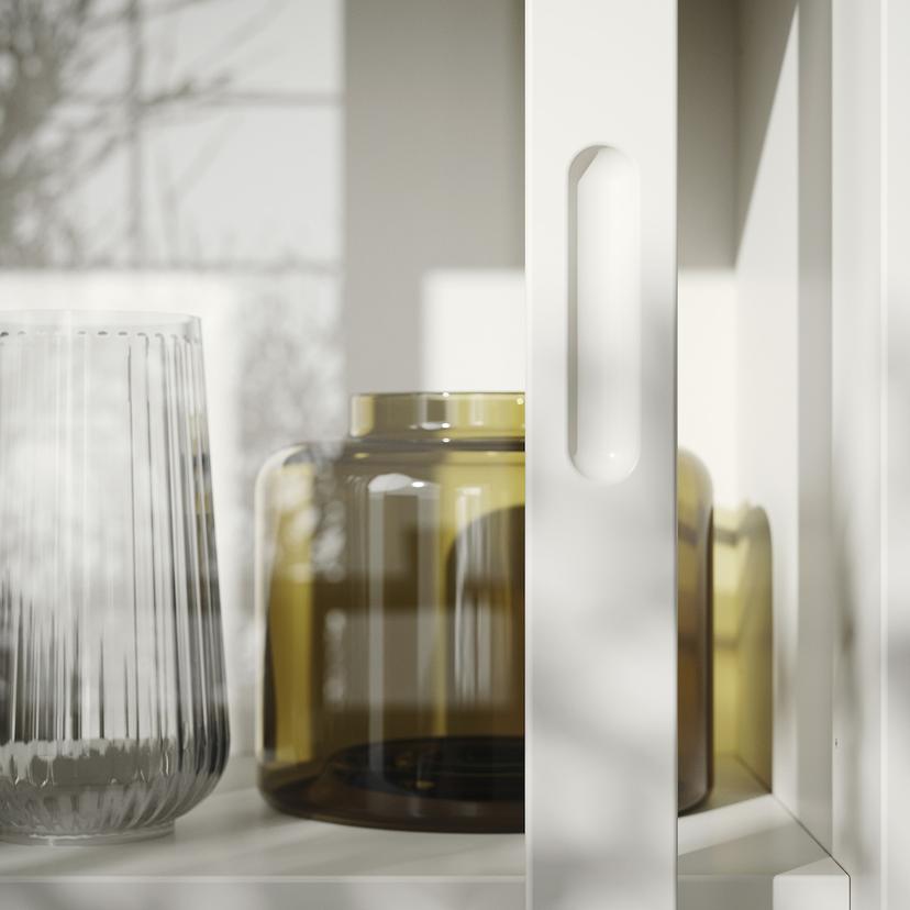 TONSTAD — Комбинация с раздвижными дверями, кремовое/прозрачное стекло.