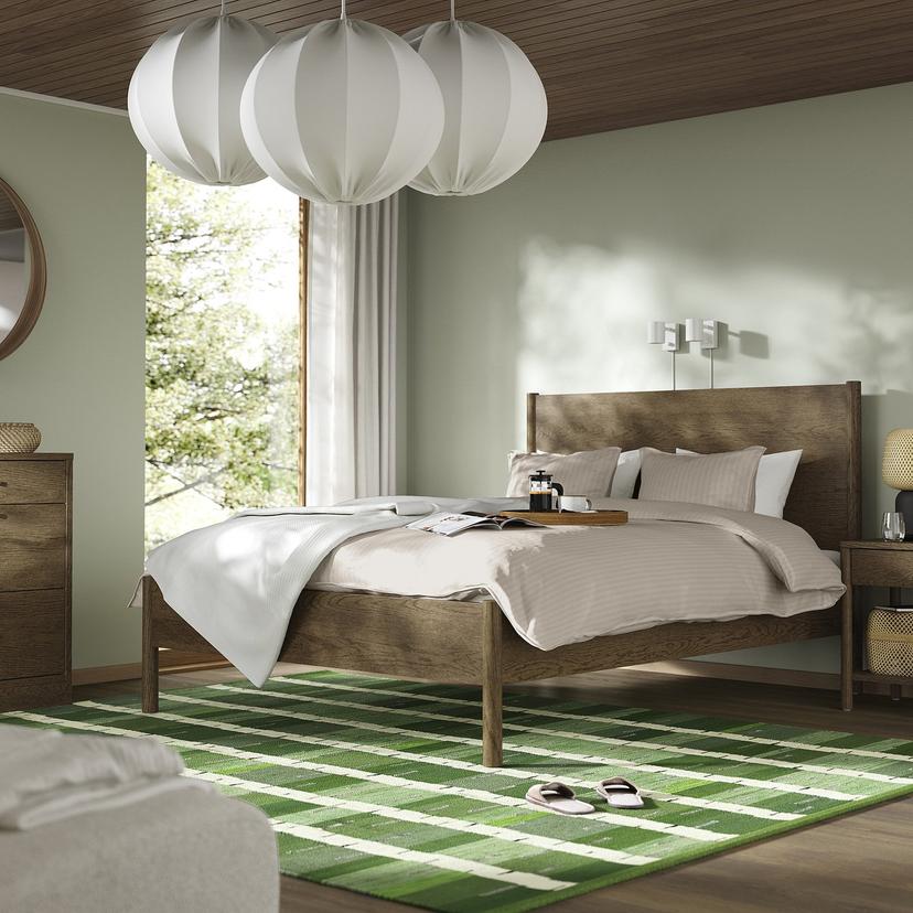 TONSTAD — Rama łóżka, brązowy bejcowana okleina dębowa,