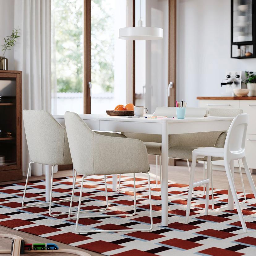 TONSTAD / TOSSBERG — Стол и 4 стула, 140/196x85 см