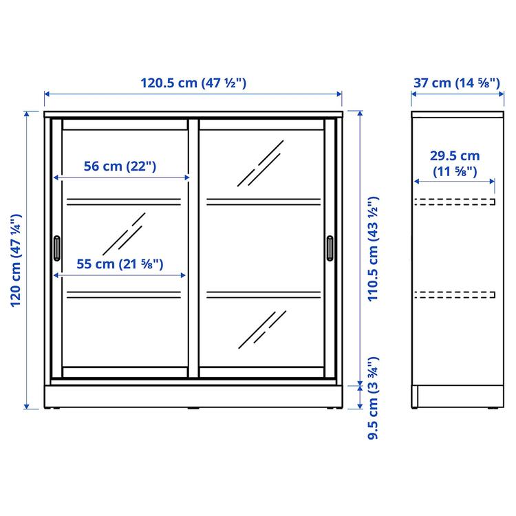 шкаф+раздвижные стеклянные дверцы, дубовый шпон, 121x37x120 см dimensions