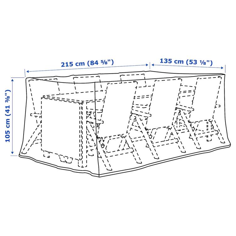чехол для мебели, д/комплекта столовой мебели/черный, 215x135 см dimensions
