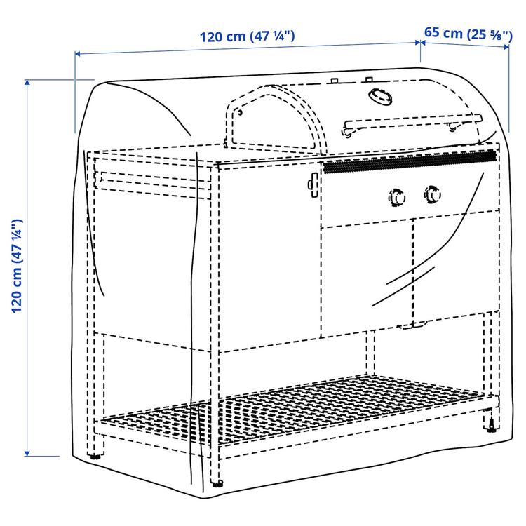 чехол для садовой мебели, стол и стулья/черный, 120x65 см dimensions