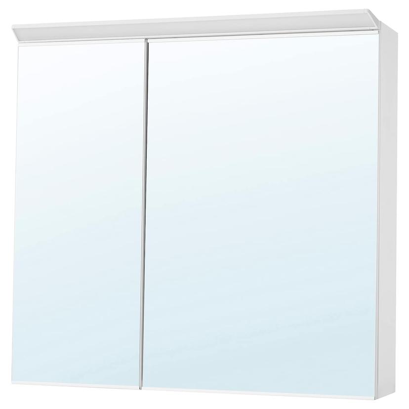 TREASJÖN — зеркальн шкафчик/2дверцы/подсветка, 80x17x75 см