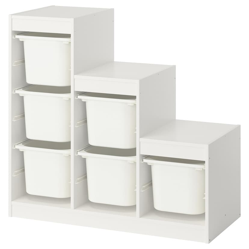 TROFAST — комбинация д/хранения+контейнеры, белый/белый, 99x44x94 см