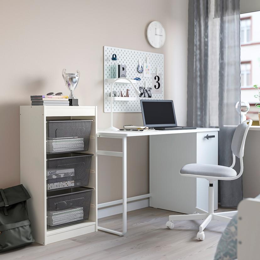 TROFAST — комбинация д/хранения+контейнеры, белый/темно-серый, 46x30x94 см