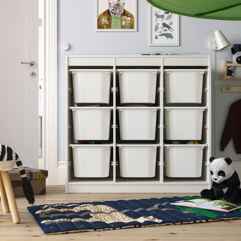 TROFAST — комбинация д/хранения+контейнеры, ширма/белый белый, 99x44x94 см