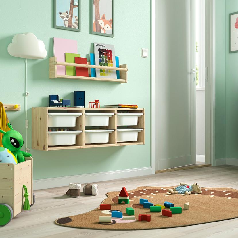 TROFAST — настенный модуль для хранения, светлая беленая сосна/белый, 93x21x30 см