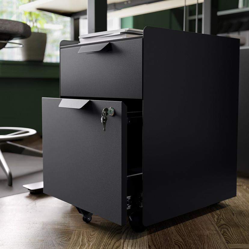 TROTTEN — Комод на колесиках, 2 ящика, антрацитовый цвет.