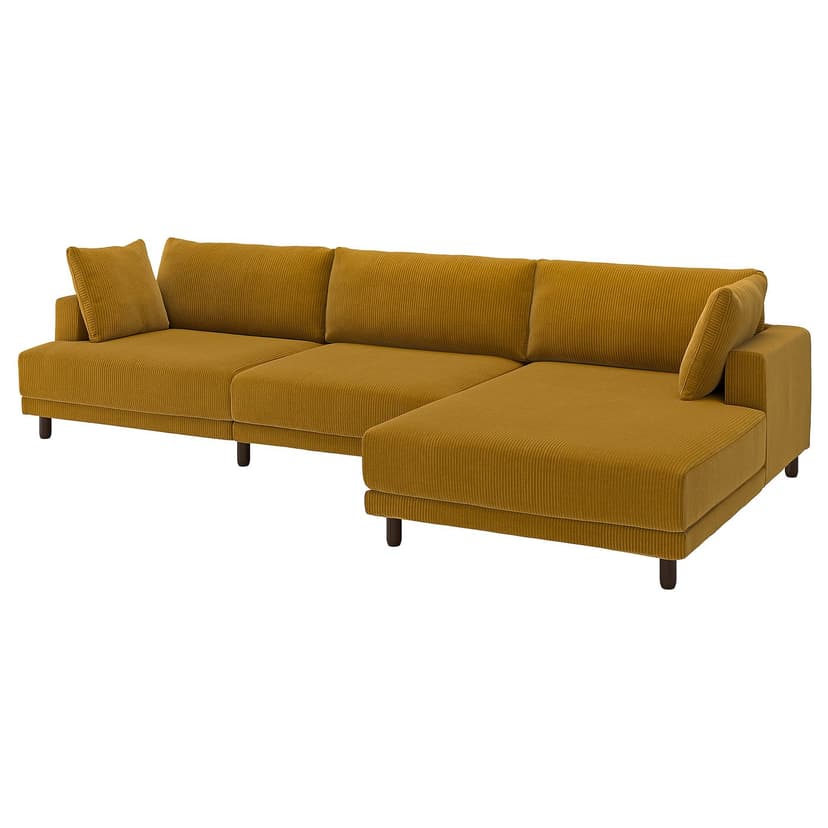 UPPÅKRA — 4,5 osobowa sofa modułowa, z szezlongiem, prawy/Samsala żółtobrązowy,