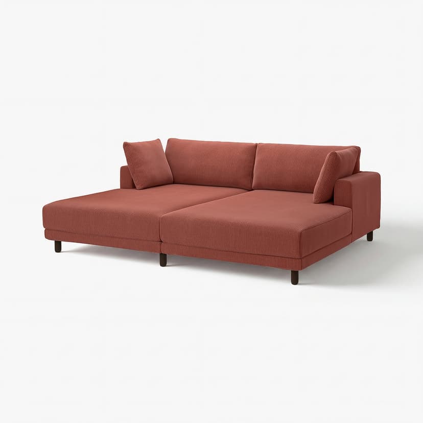 UPPÅKRA — Sofa modułowa, 3-osobowa, z szezlongami/Samsala brązowoczerwony,