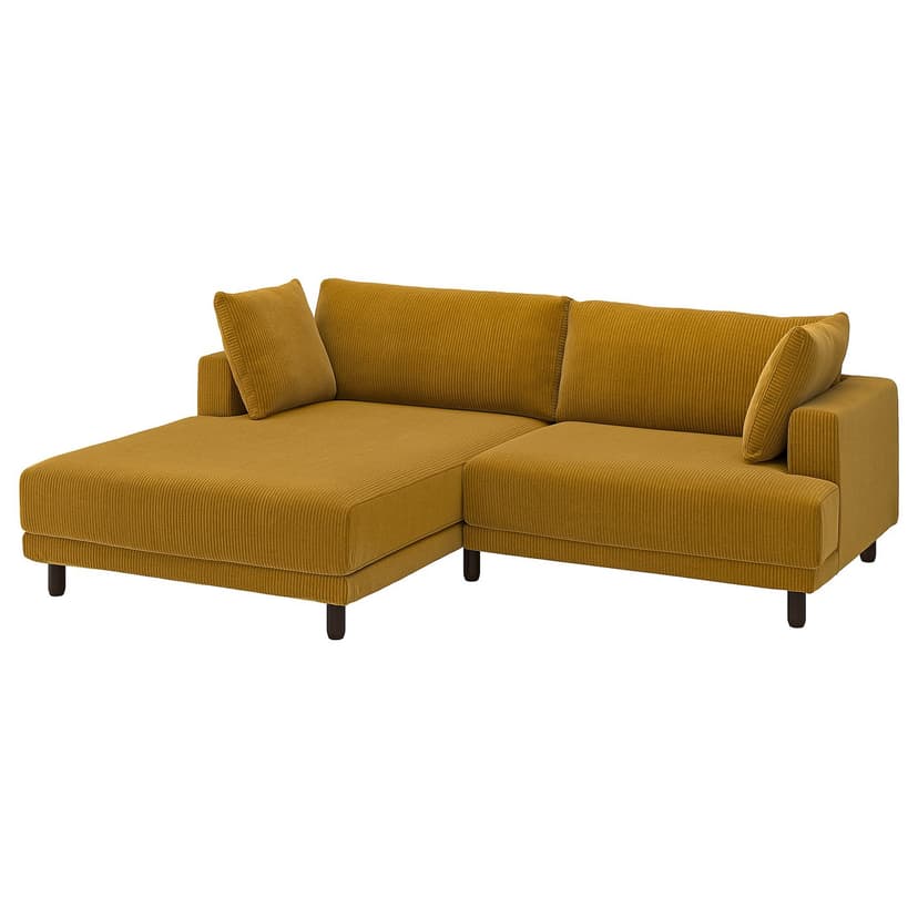 UPPÅKRA — Sofa modułowa, 3-osobowa, z szezlongiem, lewy/Samsala żółtobrązowy,