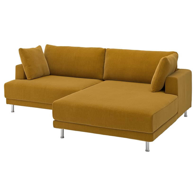 UPPÅKRA — Sofa modułowa, 3-osobowa, z szezlongiem, prawy/Samsala żółtobrązowy,