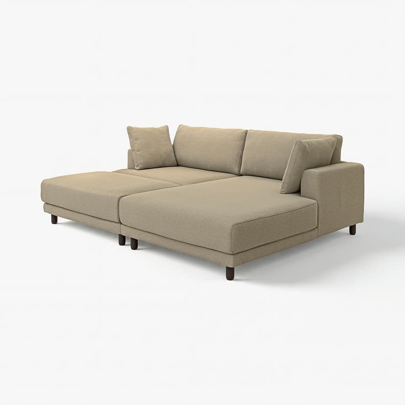 UPPÅKRA — Sofa modułowa, 3-osobowa, z szezlongiem, prawy z podnóżkiem/Johanneshov brązowobeżowy,
