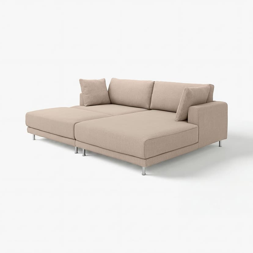 UPPÅKRA — Sofa modułowa, 3-osobowa, z szezlongiem, prawy z podnóżkiem/Samsala szarobeżowy,