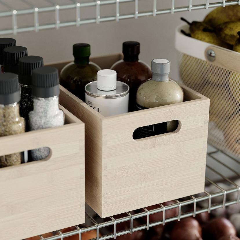 UPPDATERA — контейнер, светлый бамбук, 16x24x15 см