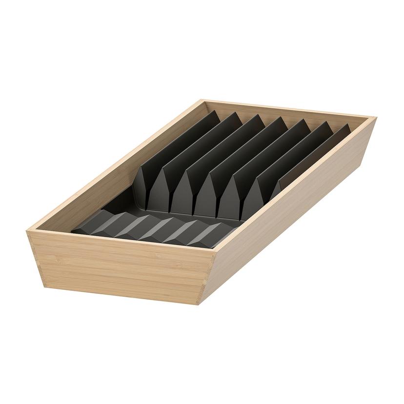UPPDATERA — лоток с подставкой для ножей, светлый бамбук/антрацит, 20x50 см