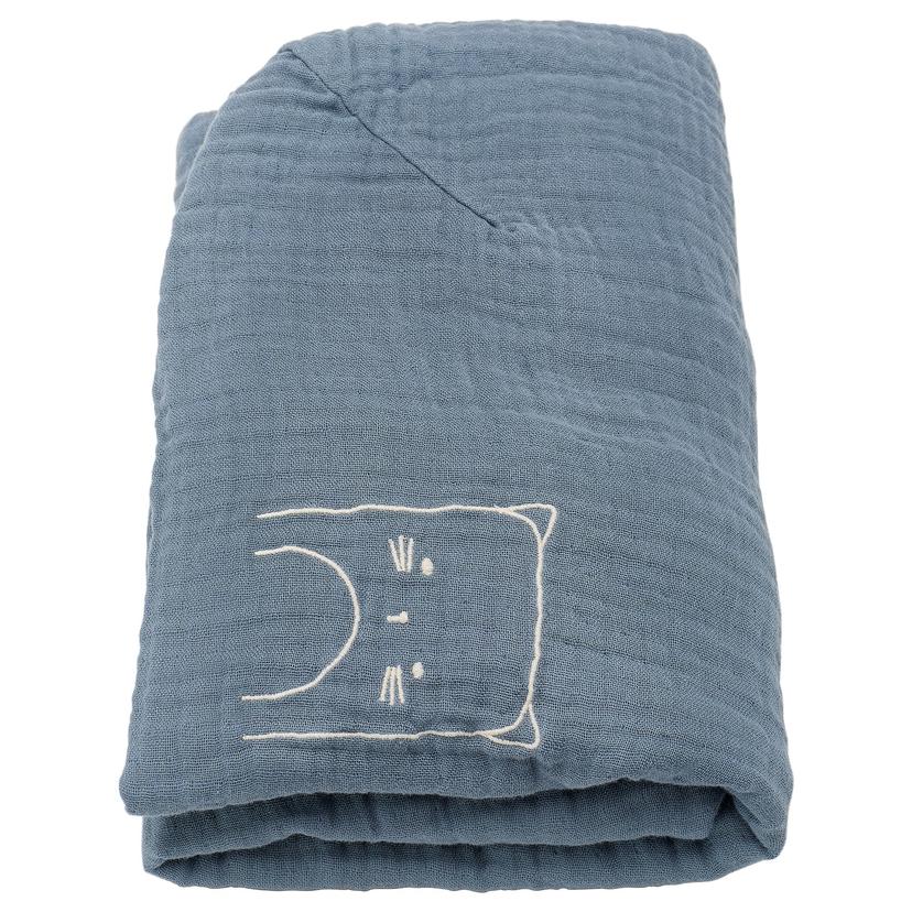 VÄDRA — чехол на пеленальную подстилку, бежевый/синий, 48x74 см